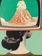 "Programmed Vision" Canvas Art Piece in Vintage Wood and Fabric Frame
