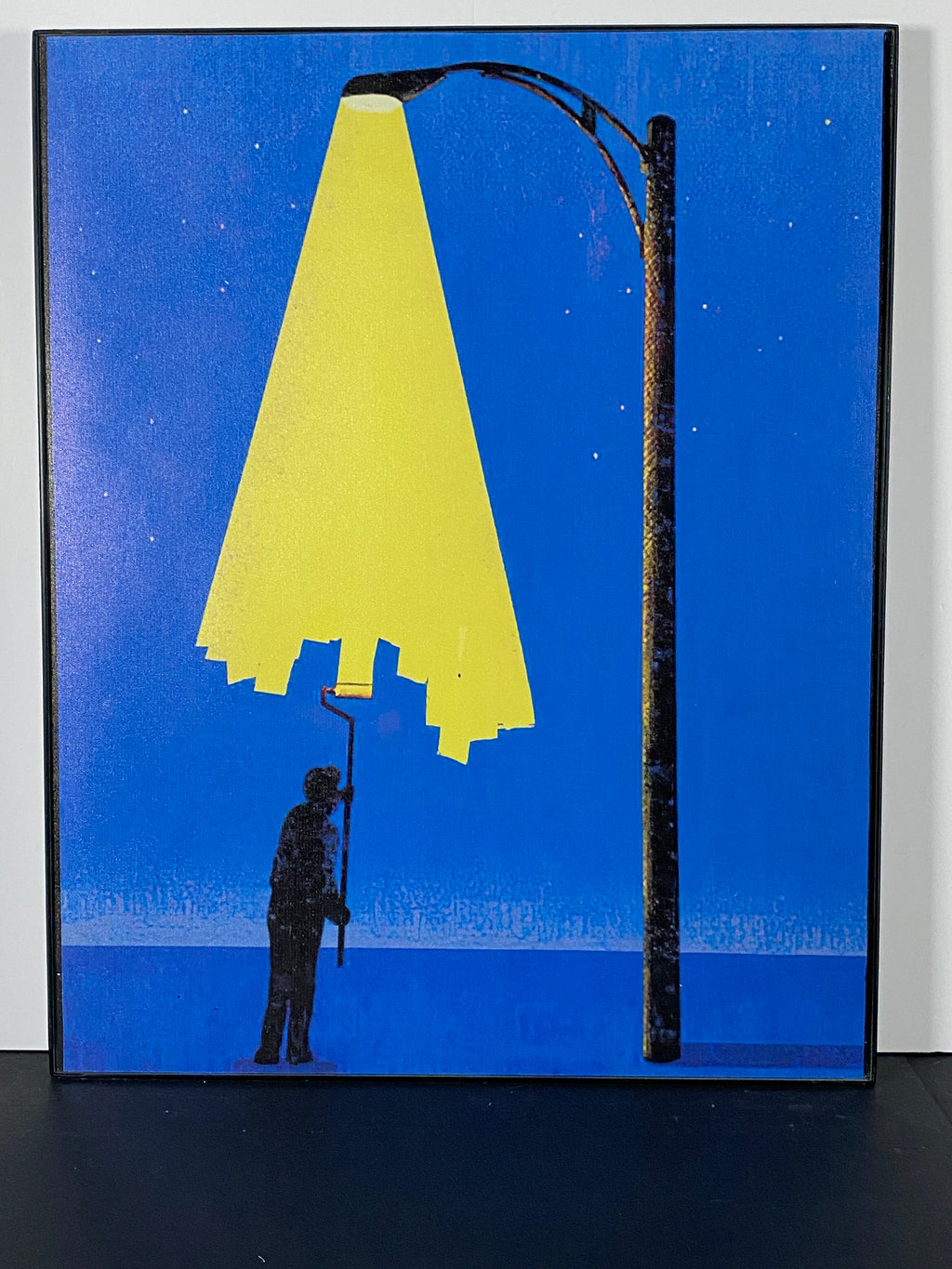 "Streetlamp" Canvas Art Piece in Vintage Frameless Gallery Glass Frame